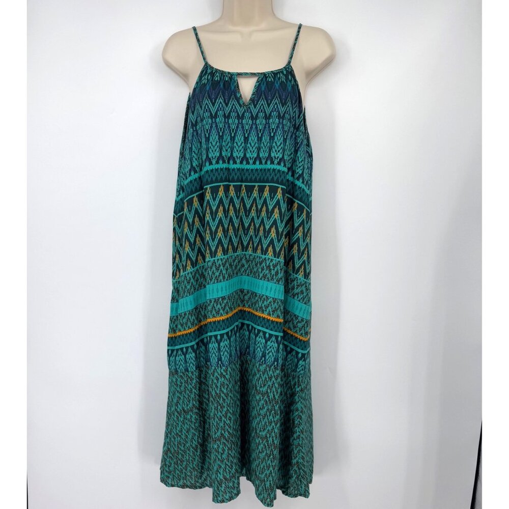 Prana Nari Midi Dress Green Blue Womens Size Large Sundress Halter Lightweight